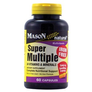 SUPER MULTIPLE 34 VITAMINS & MINERALS, IRON FREE CAPSULES